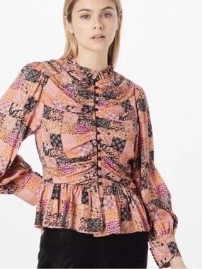 Mara Hoffman Pink Patchwork Peplum Blouse